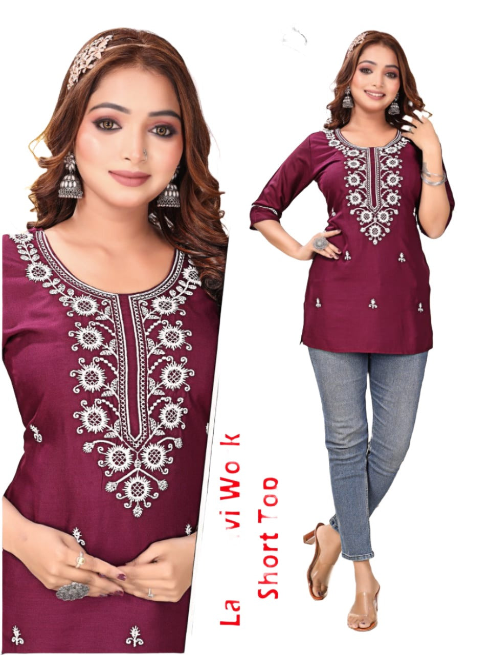Lucknowi Work Short Kurti in Germany