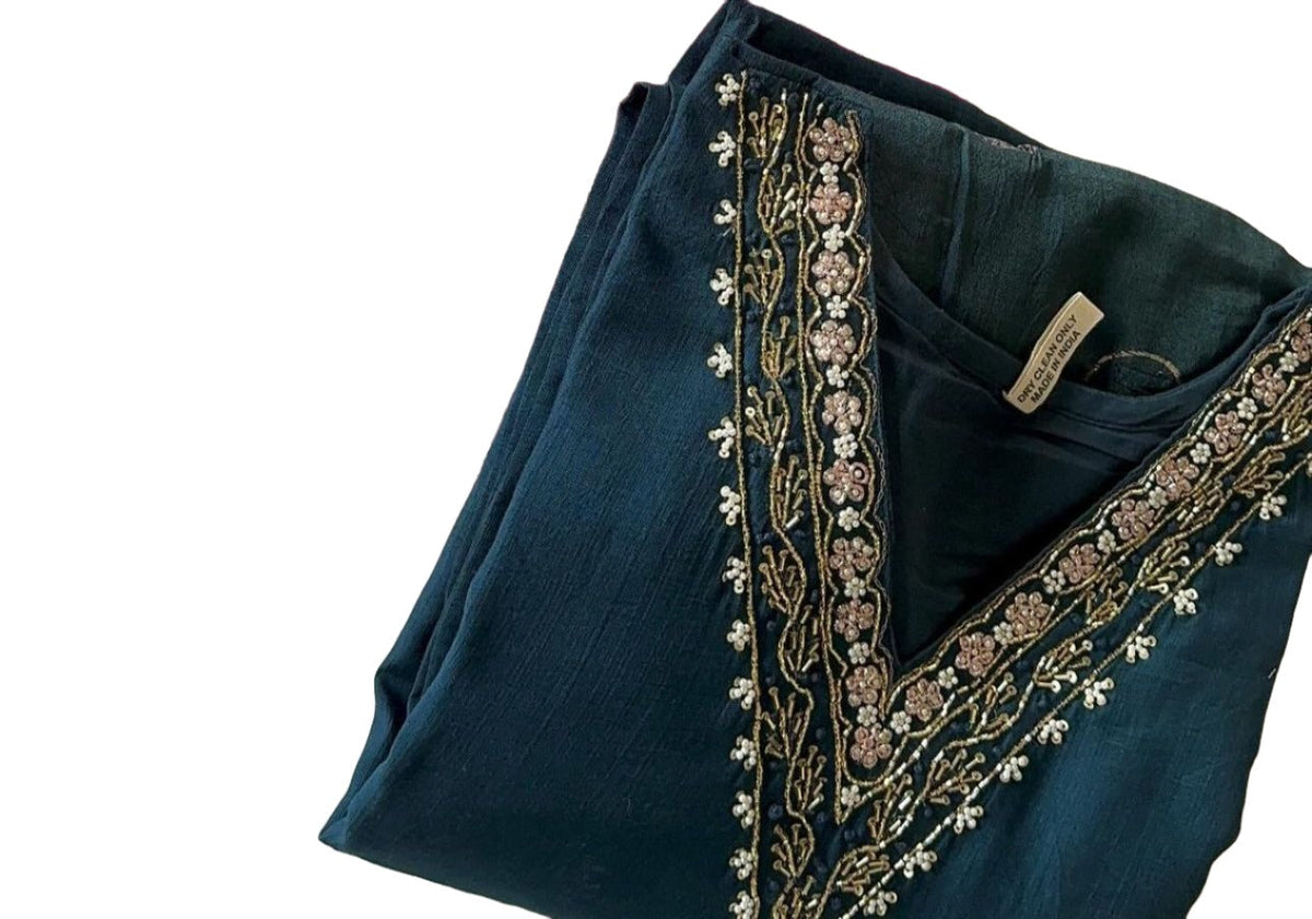 Dola Silk Handwork Kurti dupatta Bottom Set in Munich