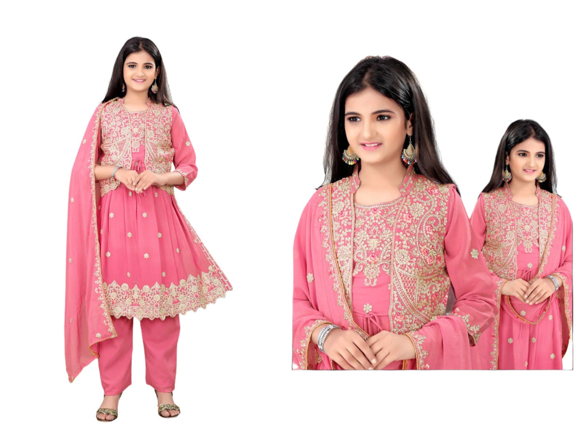 Girls Georgette Kurti Pant Set in Germany
