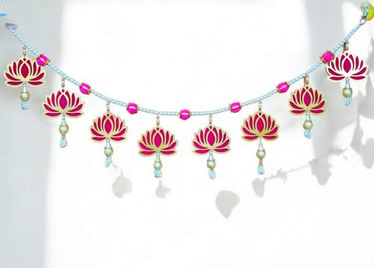 Pink Lotus Toran for Door Hanging Bandhanwar for Home Decor in Munich
