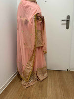 Heavy faux georgette embroidery sequence work sharara suit in Essen