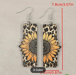 Leopard Sunflower Dangle Hand Painted Boho Wood Earrings in Germany
