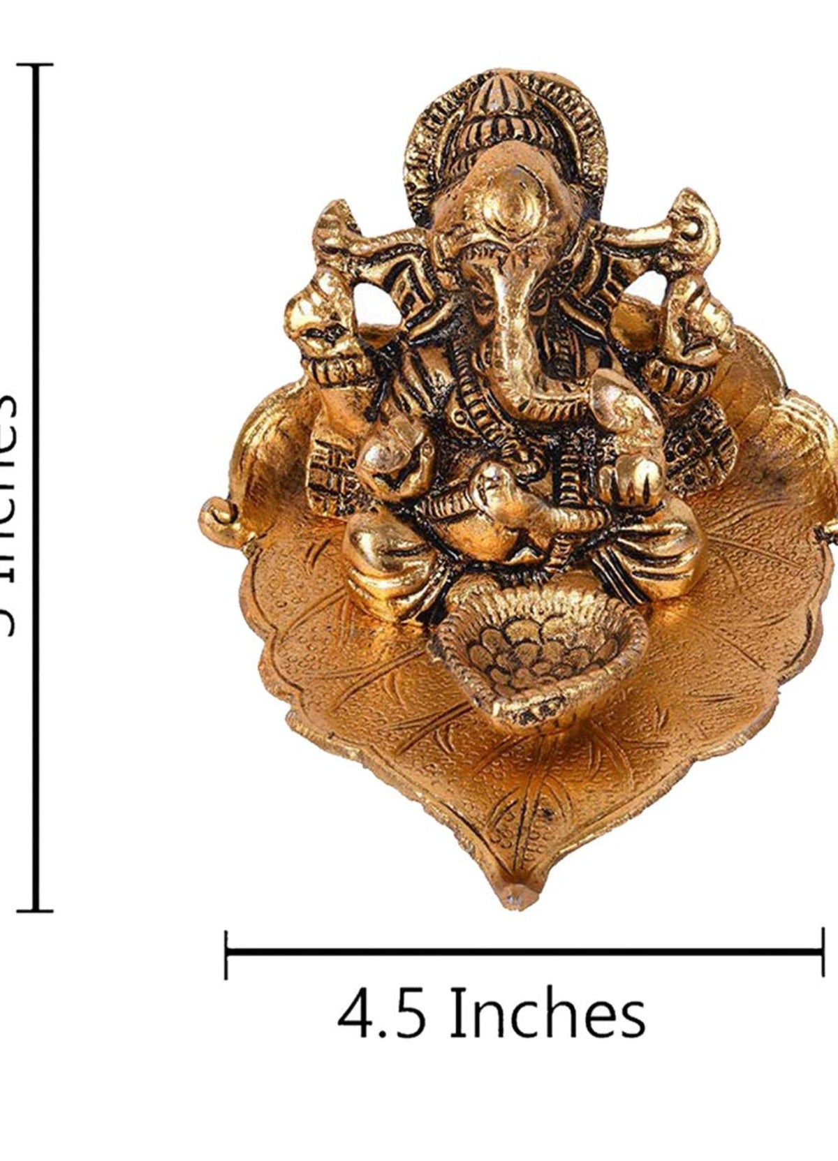 Gold-Toned & Black Ganesha On Leaf With Diya Showpiece in Berlin