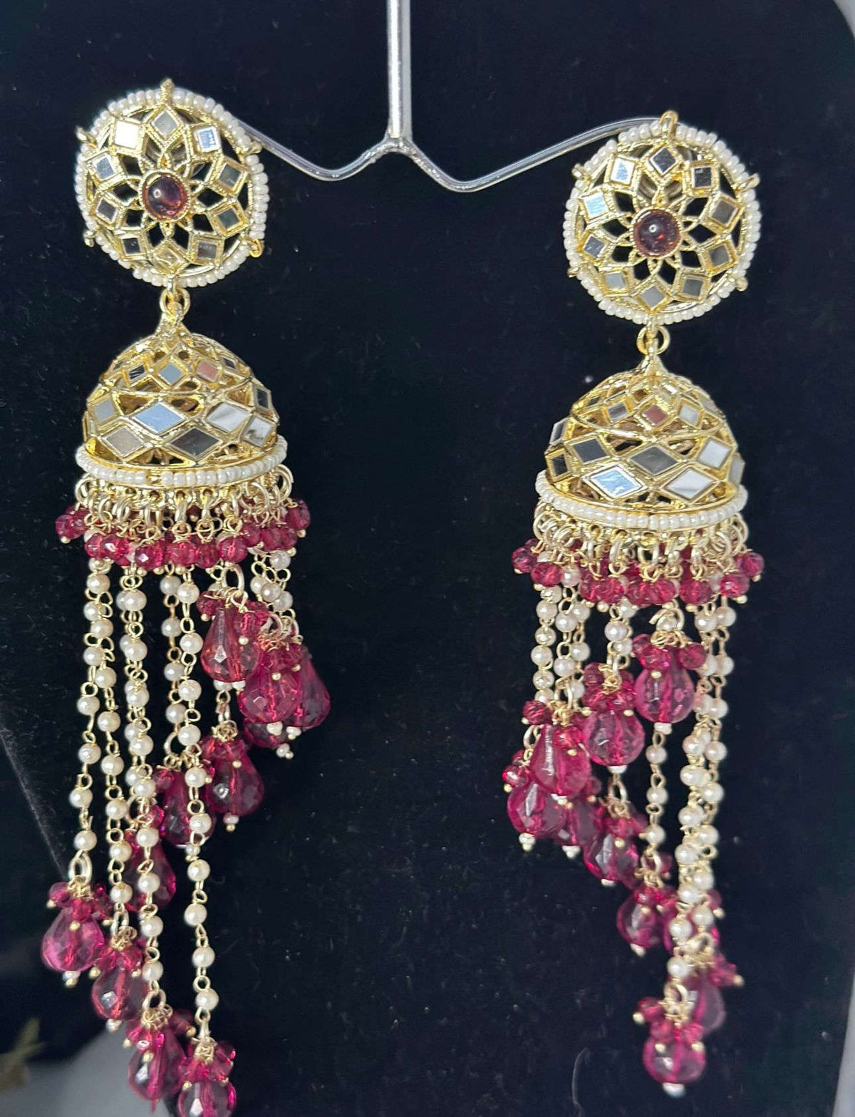 Premium Unique Mirror And Beads Jhumki Earrings in Germany Namma Markt