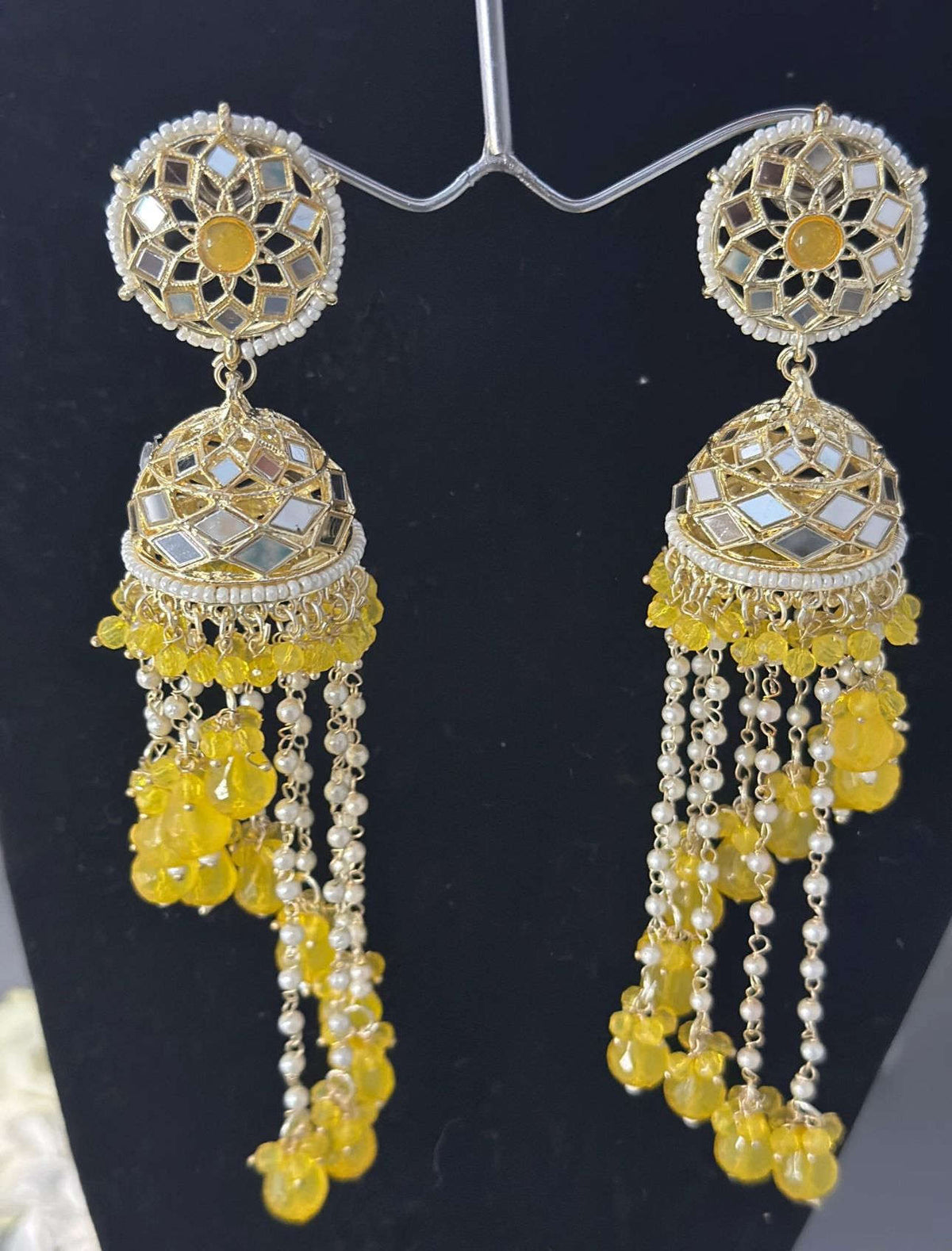 Premium Unique Mirror And Beads Jhumki Earrings in Germany Namma Markt