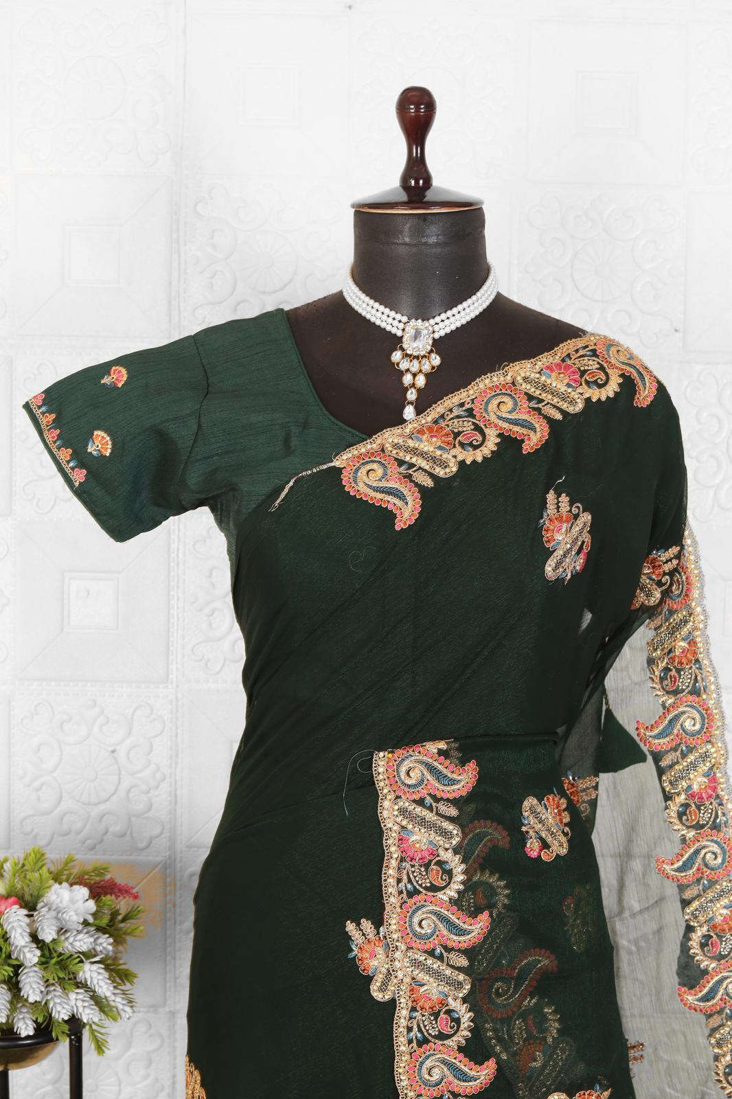 Trendy Embroidered Organza Saree in Germany