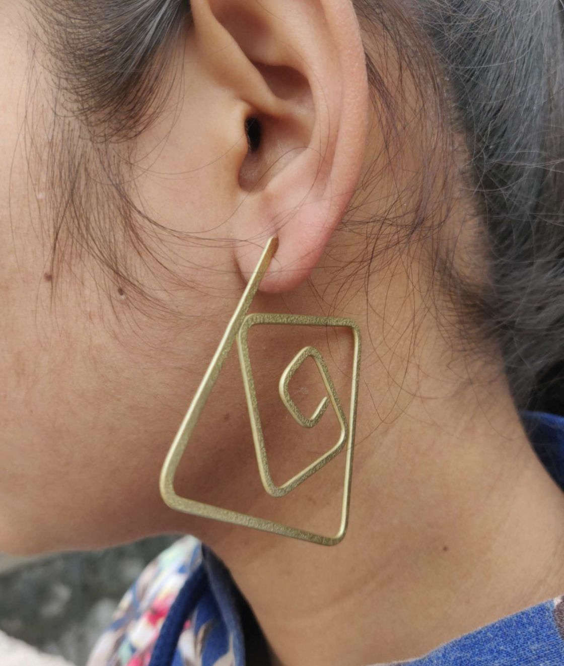 Geometric Anti Tarnish Handmade Brass Earrings  in Berlin