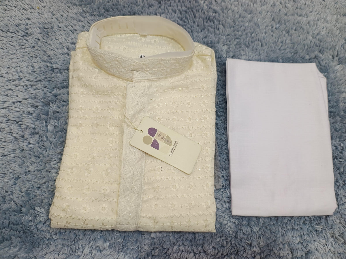 MENS CHIKENKARI HEAVY RAYON KURTA IN MUNICH