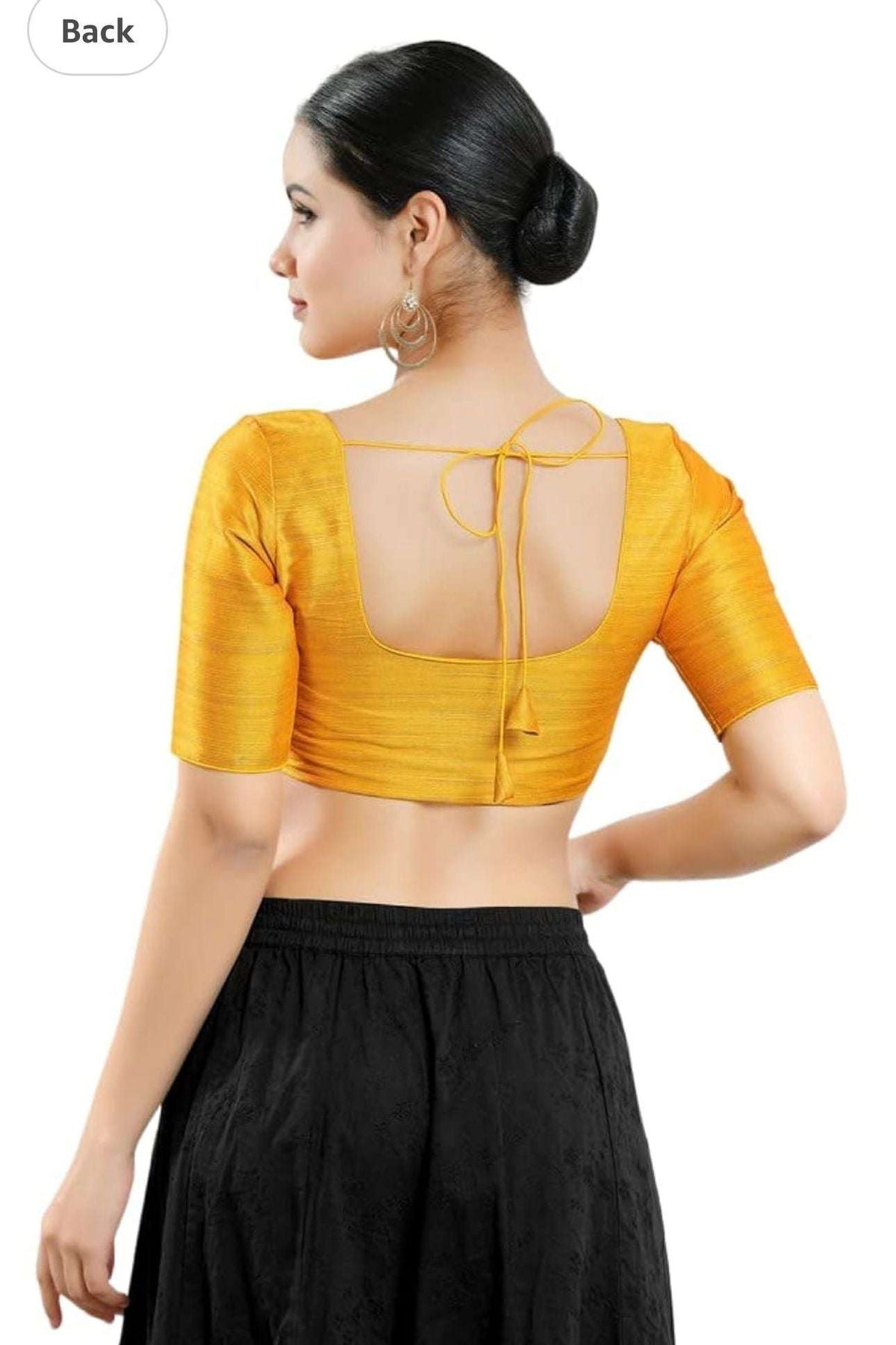 Women Navy Blue Solid Mulbury Silk Readymade Saree Blouse