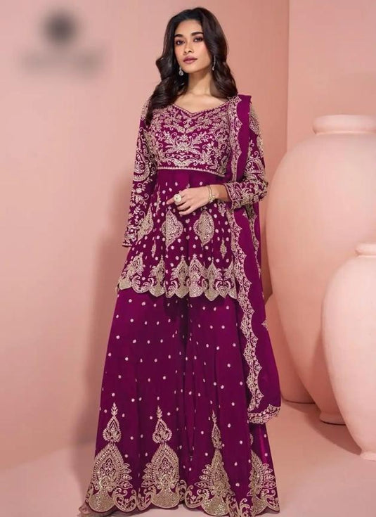 FANCY GEORGETTE EMBROIDERY WORK PLAZO SUIT IN MUNICH