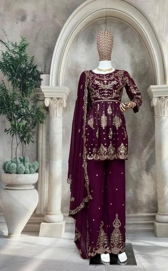 FANCY GEORGETTE EMBROIDERY WORK PLAZO SUIT IN MUNICH