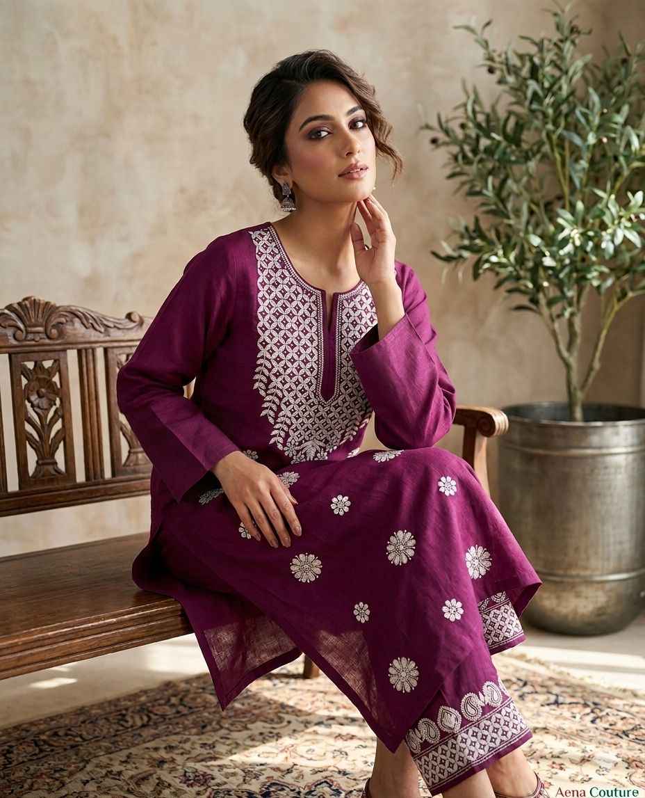 Lucknowi Chikankari Kurta Set In Germany