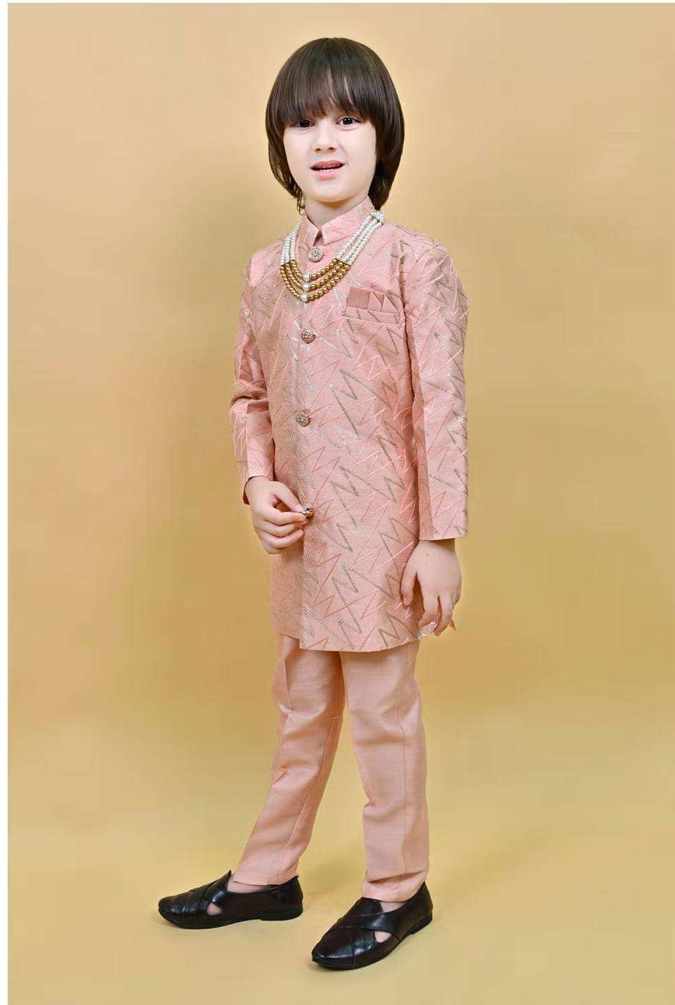Kids Jacquard Sequined Sherwani and Pant with Mala in Berlin Namma Markt