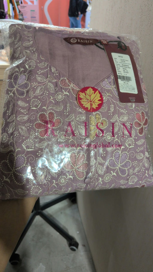 Lavender Floral Print Straight Kurta Set with Palazzo and Dupatta in Berlin
