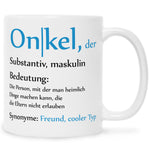 Bedruckte Tasse mit Spruch Onkel Definition