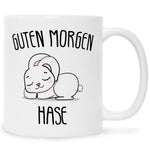 Bedruckte Tasse mit Spruch Guten Morgen Hase