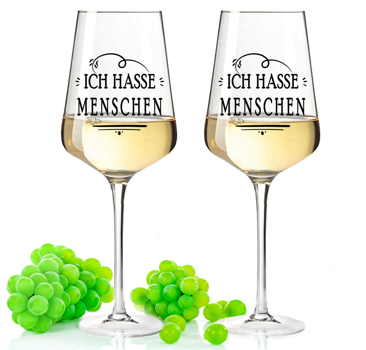 Stölzle Lausitz Weingläser mit UV-Druck "Ich hasse Menschen"