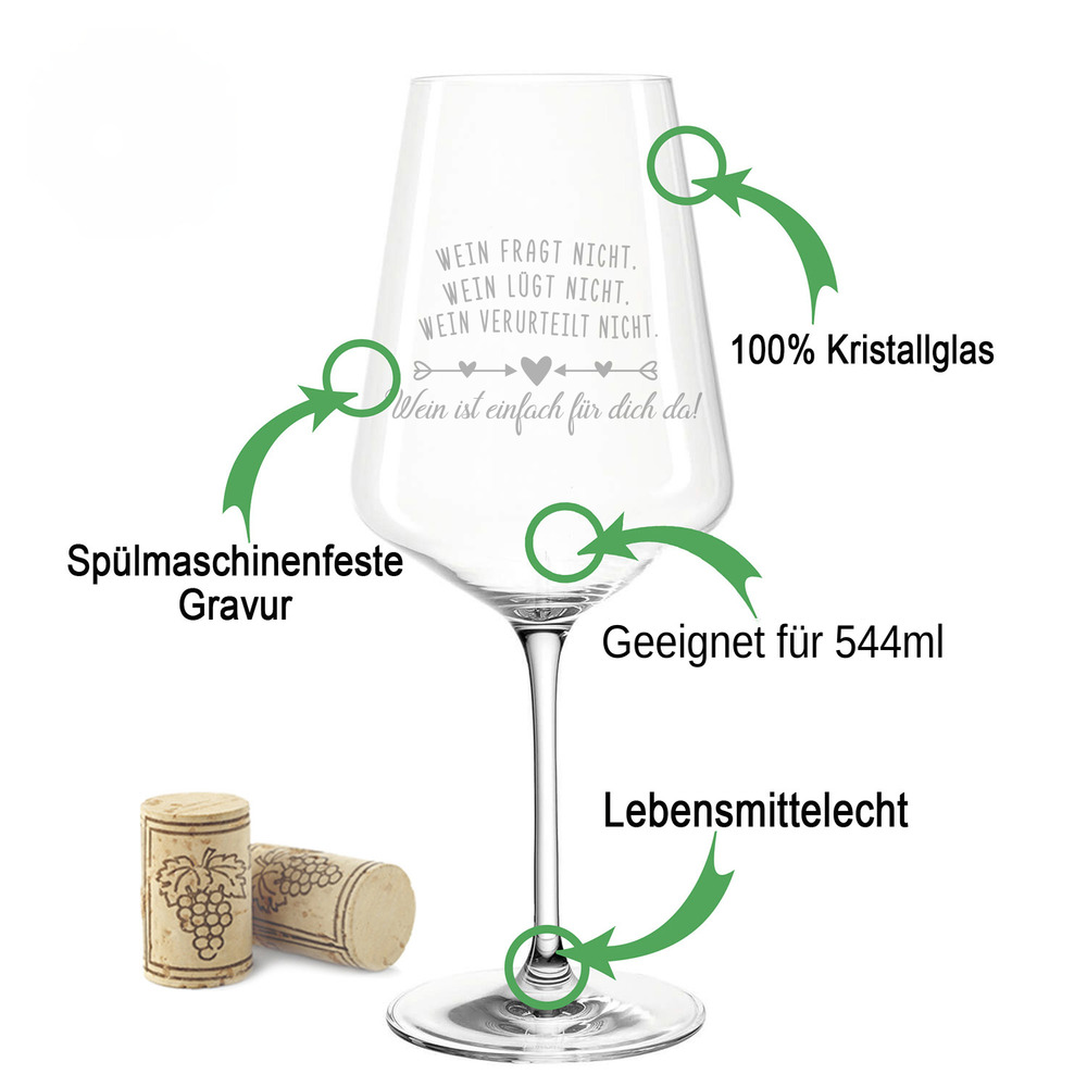 Stölzle Lausitz Weinglas mit Gravur "Wein ist einfach für Dich da"