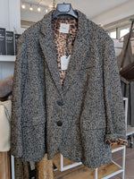 Damen Woll Blazer Fischgrät Leo Muster innen - von LUMINA, One Size