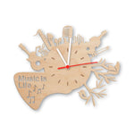 Wanduhr aus Holz Music is life