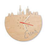 Wanduhr aus Holz Skyline Essen