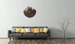 Wanduhr aus Holz Skyline Istanbul