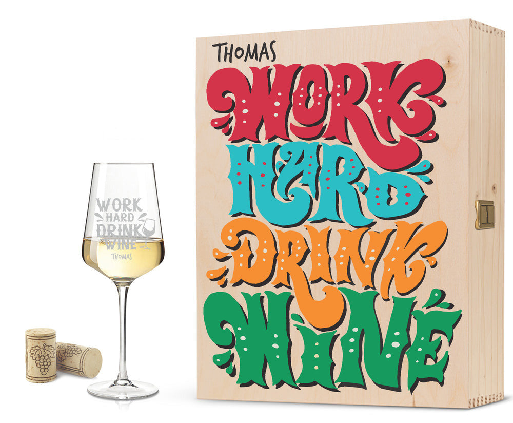 Stölzle Lausitz Weinglas mit Gravur "Work Hard Drink Wine"