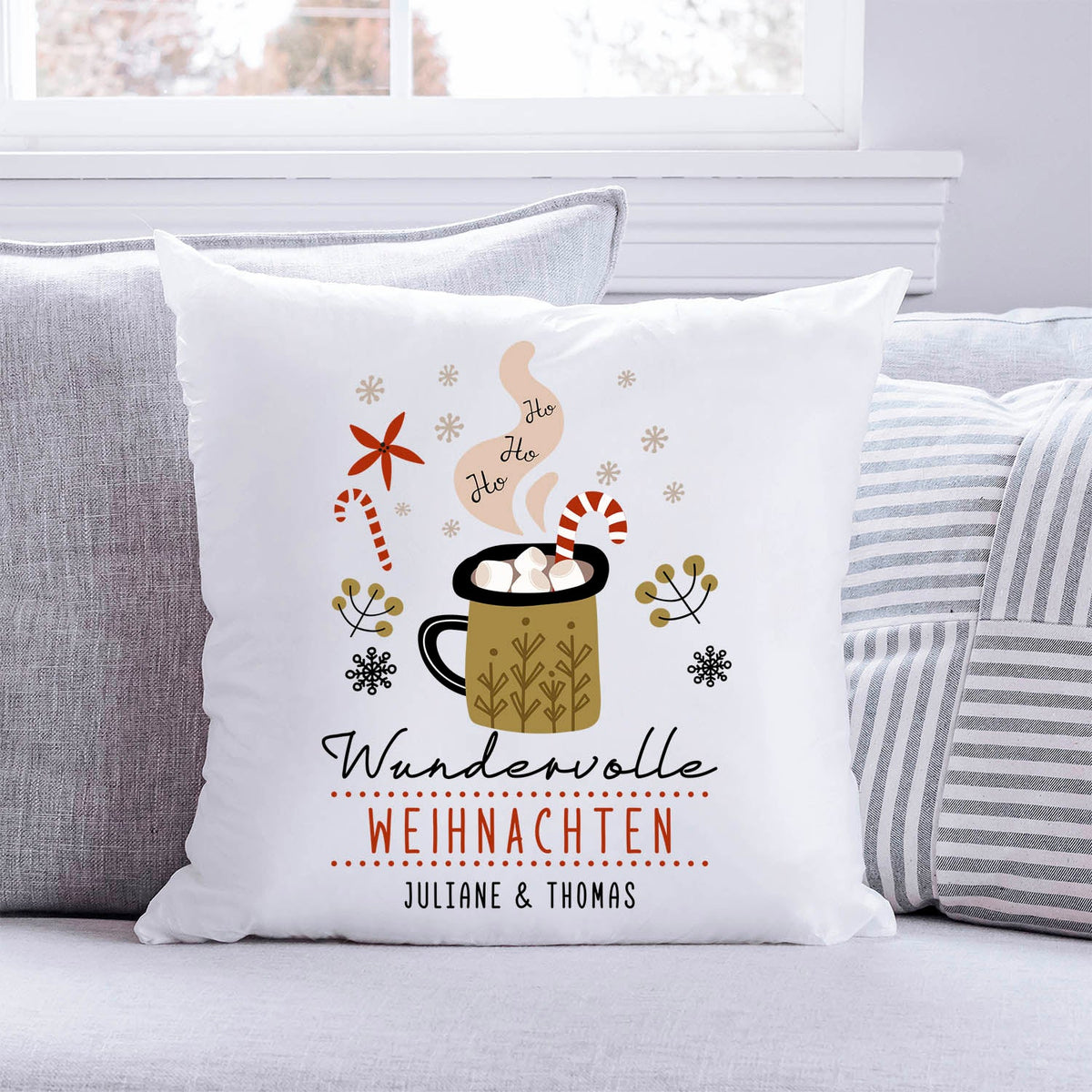 Bedrucktes Kissen Wundervolle Weihnachten mit Namen