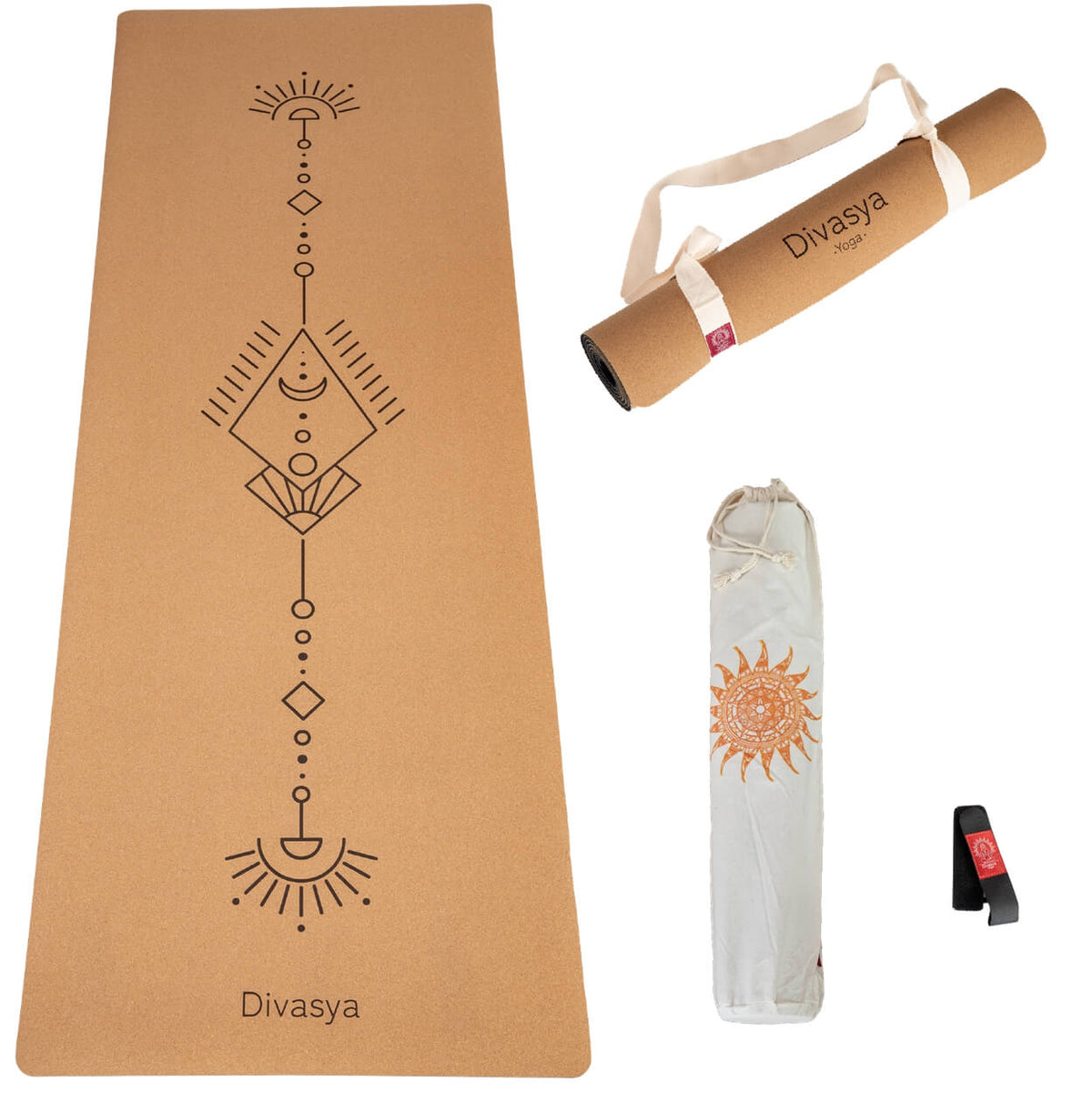 Yoga Set STARTER: Kork Yogamatte mit 2x Yogablock, Tragegurt, Schutzhülle
