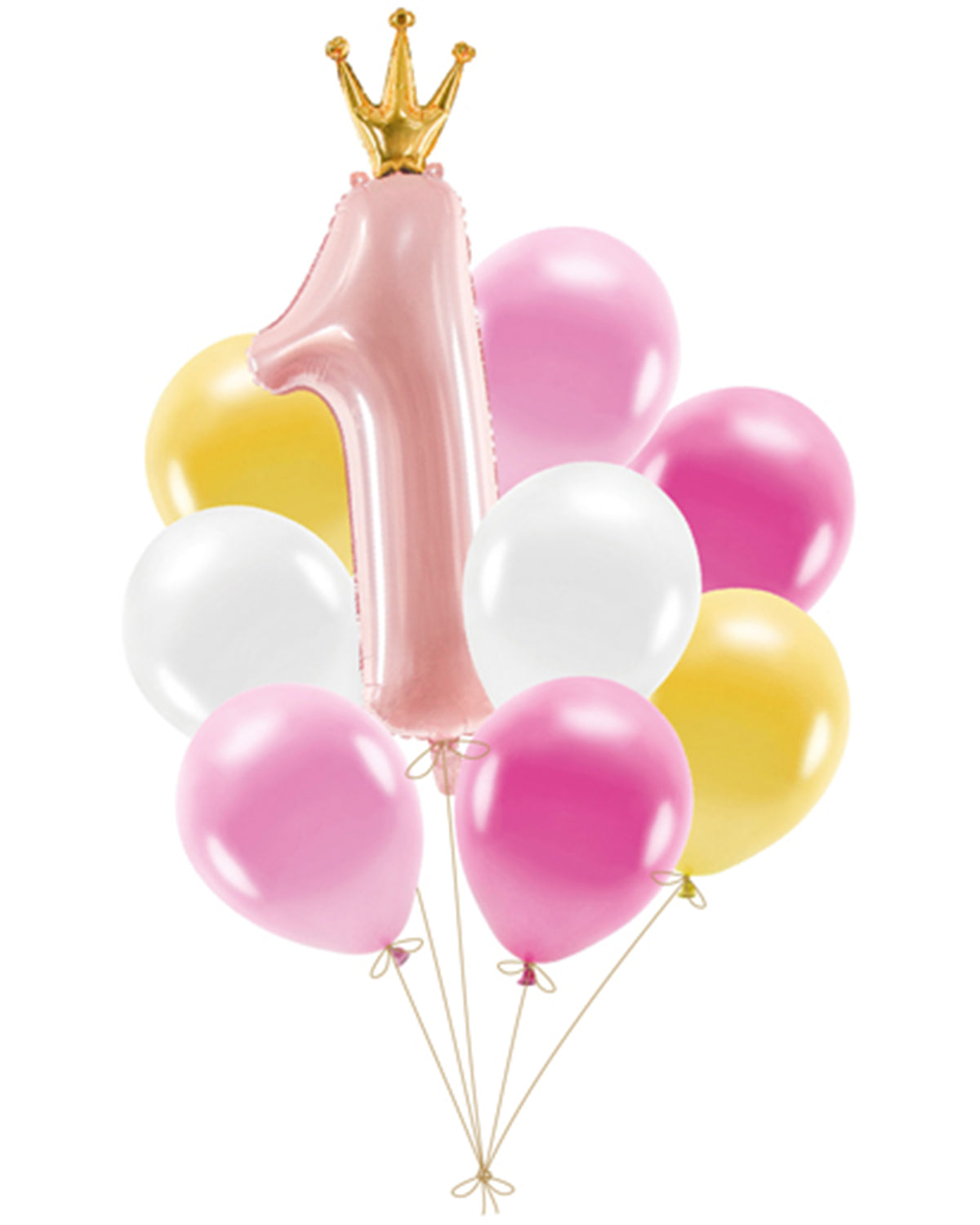 Ballon Set "1. Geburtstag" Mädchen | Rosa - 30x92 cm - 9St.