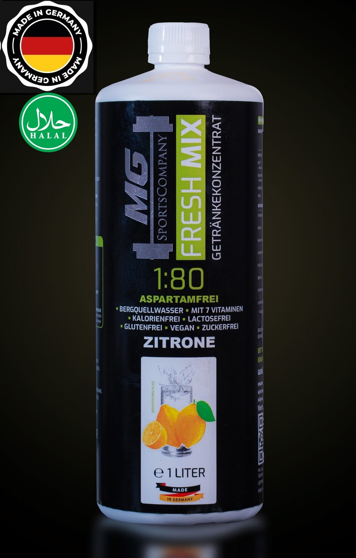 Fitness Getränkekonzentrat - Zitrone - mit 7 wertvollen Vitaminen ergibt 80 Liter