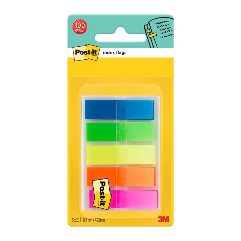 Post-it® Index Haftstreifen, Mini, 11,9 mm x 43,2 mm, 100 Haftstreifen/Spender