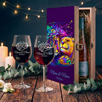 Stölzle Lausitz Weingläser mit Gravur im "Lion Love" Design als Set inkl. bedruckter Holzkiste