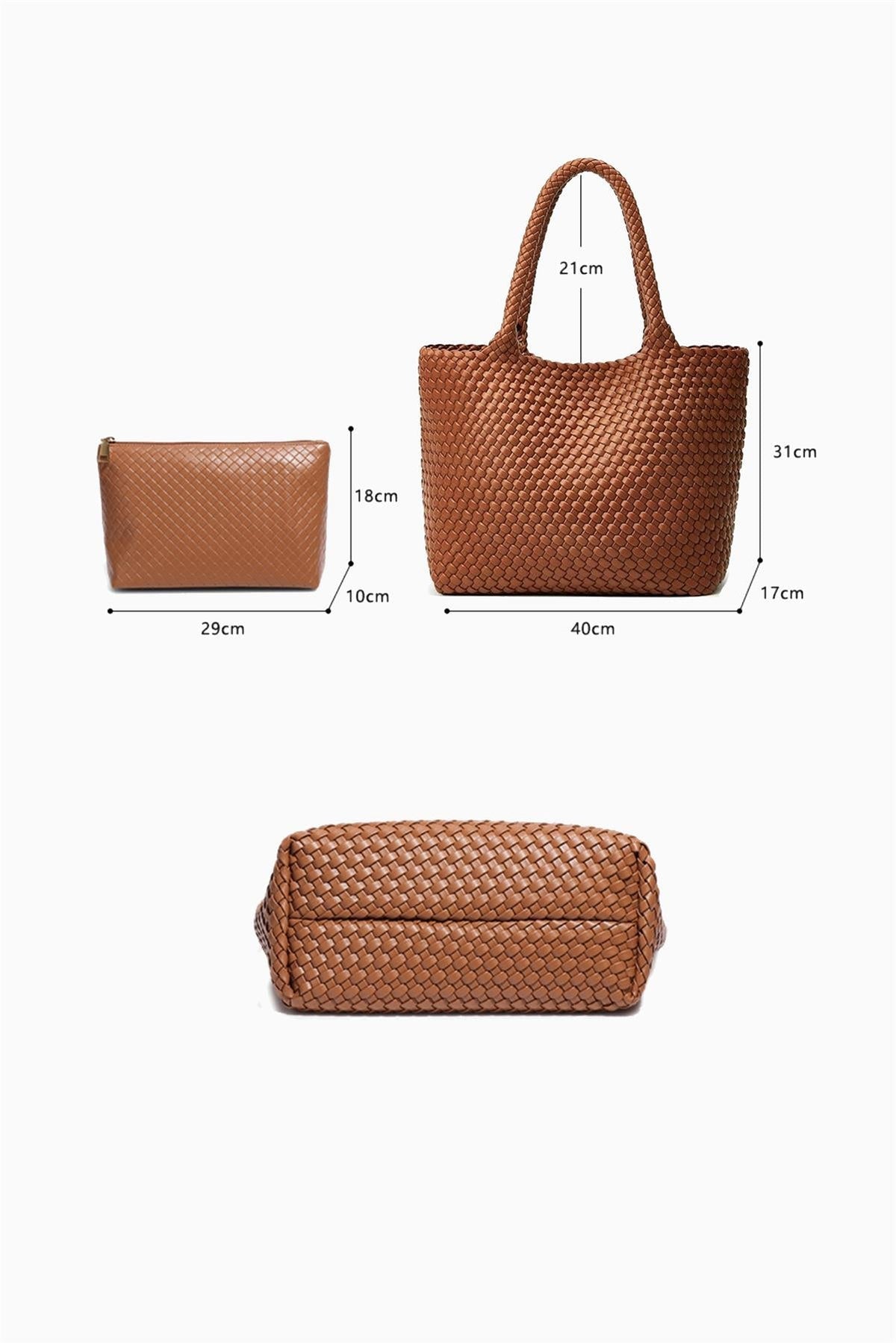 Braided Tote Bag In Tan