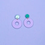 Colorblock Circle Ohrstecker in dunkles türkis & flieder