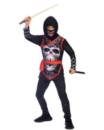 Ninja Kinderkostüm mit Skelett Print - Schwarz Rot | Anzug mit Maske