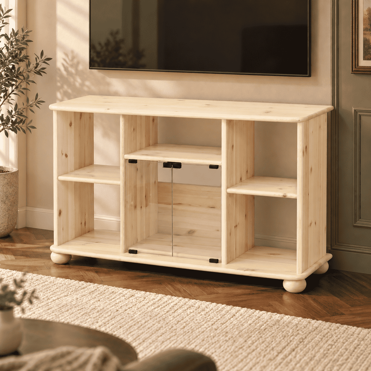 Anika TV-Schrank aus Kiefernholz 125 x 77 cm | 100% Bio Massivholz