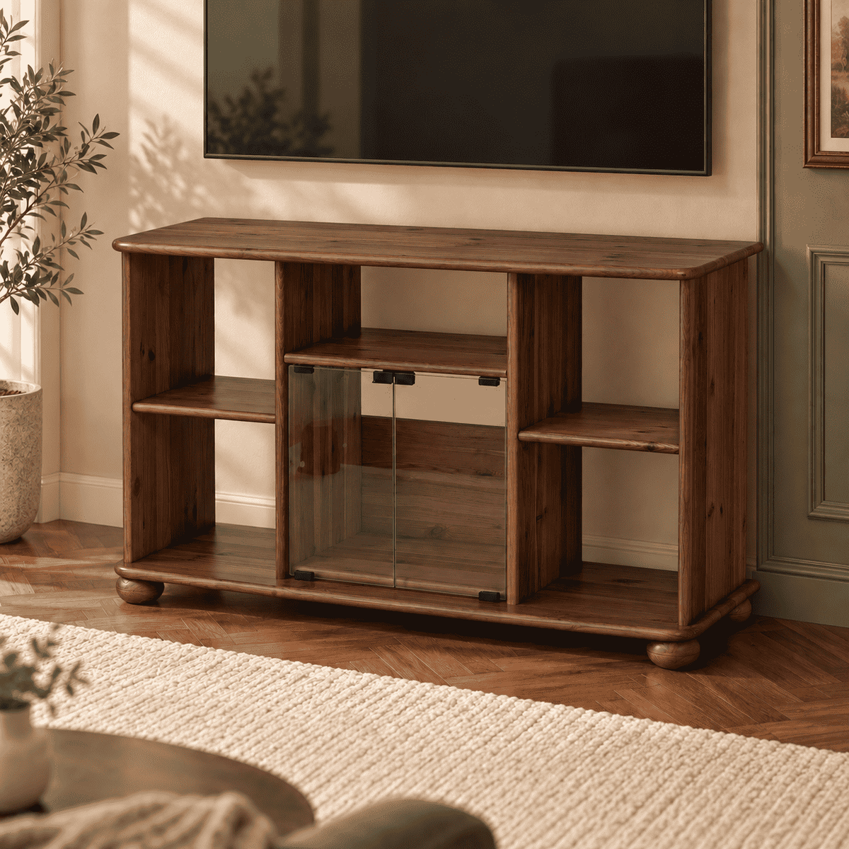 Anika TV-Schrank aus Kiefernholz 125 x 77 cm | 100% Bio Massivholz