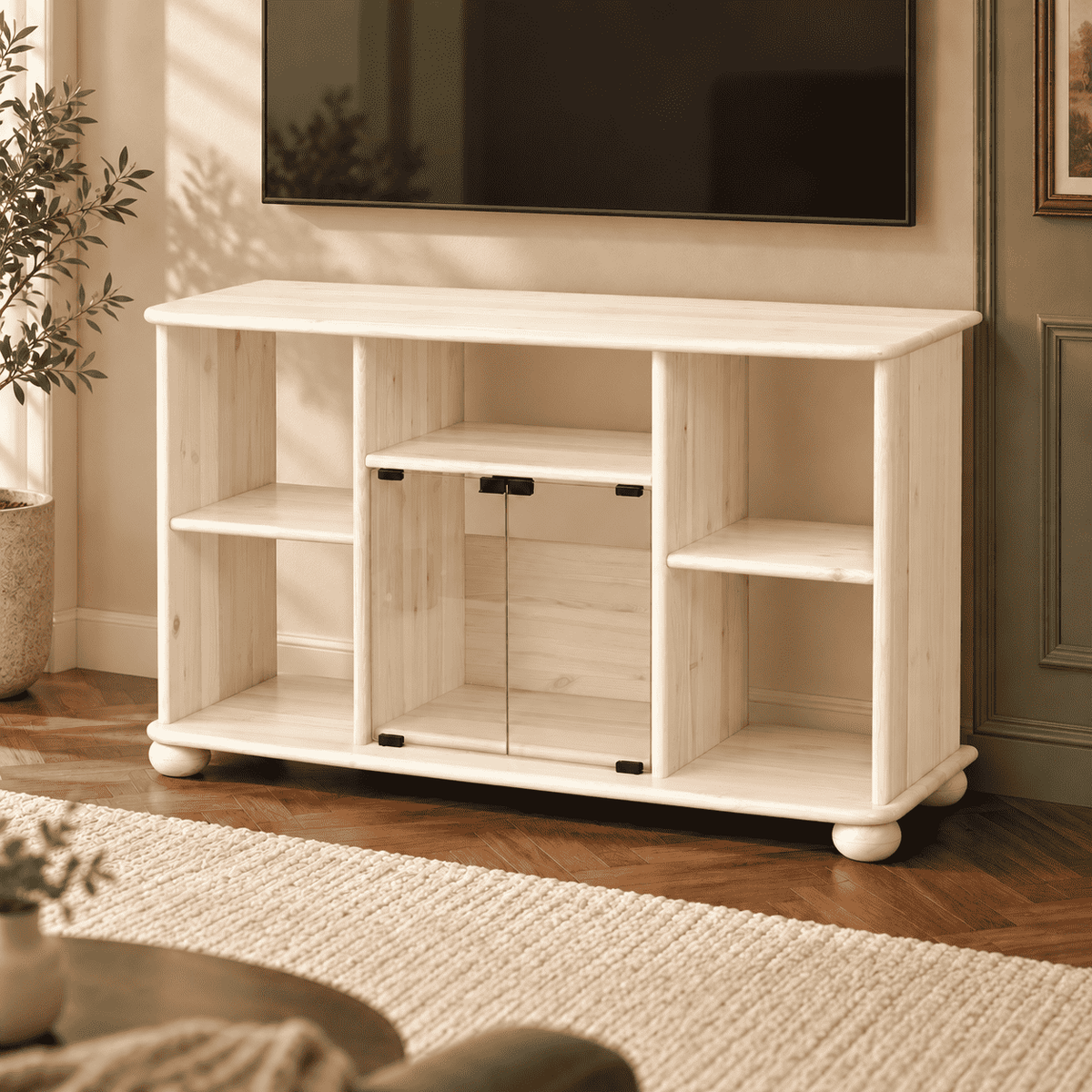 Anika TV-Schrank aus Kiefernholz 125 x 77 cm | 100% Bio Massivholz