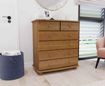 Anika Kommode Massivholz aus 100% Bio Kiefer | 6-Schubladen Sideboard für modernen Wohnstil