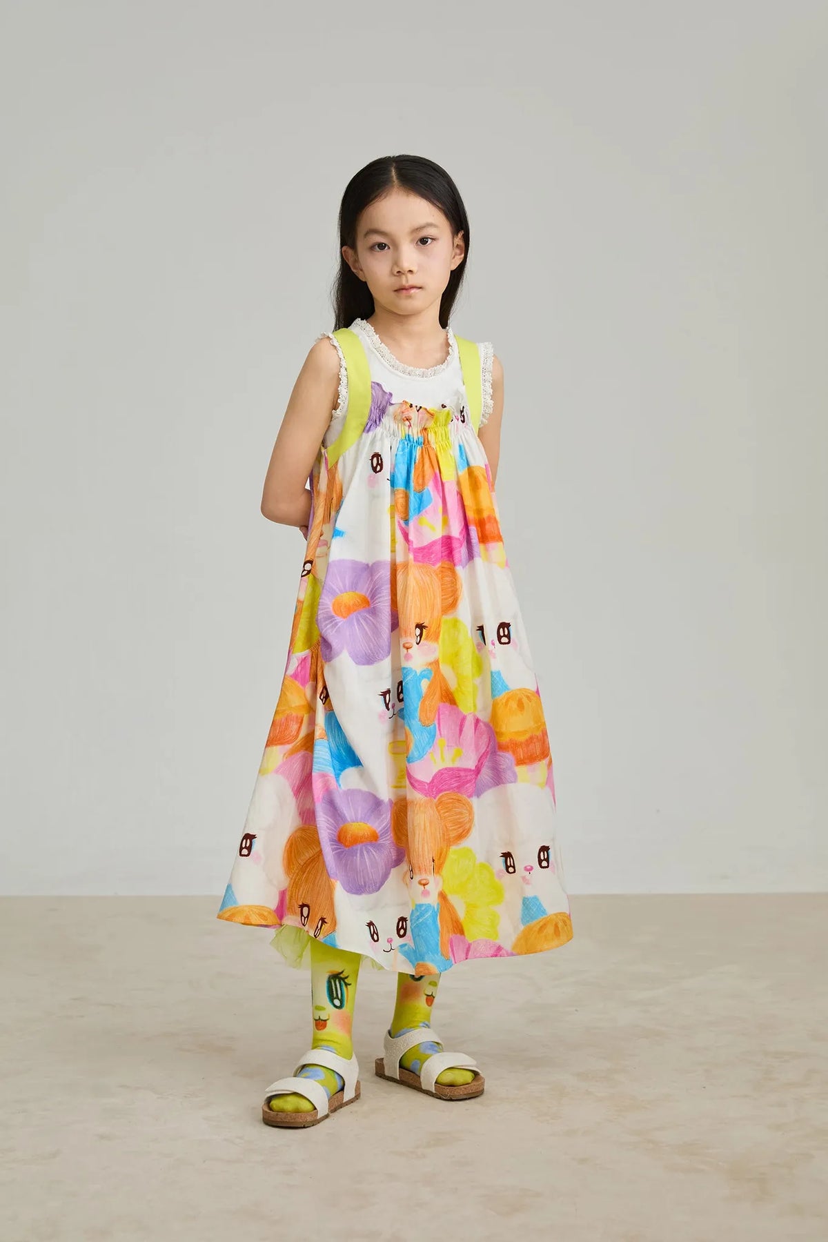 Animal Tea‑Party Smocked Maxi Dress