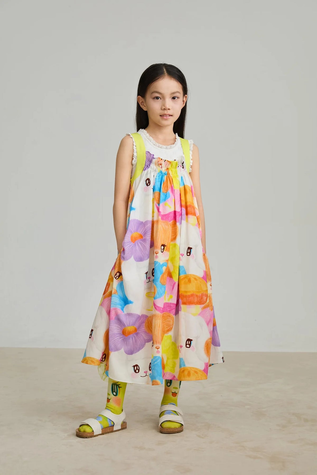 Animal Tea‑Party Smocked Maxi Dress