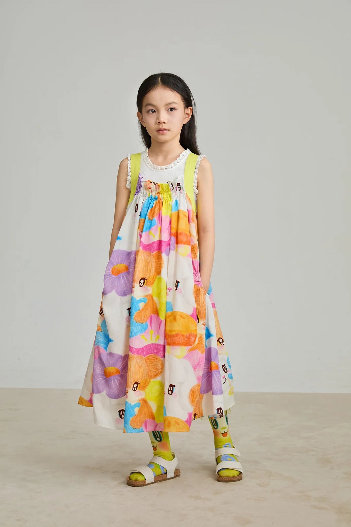 Animal Tea‑Party Smocked Maxi Dress