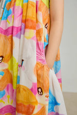 Animal Tea‑Party Smocked Maxi Dress