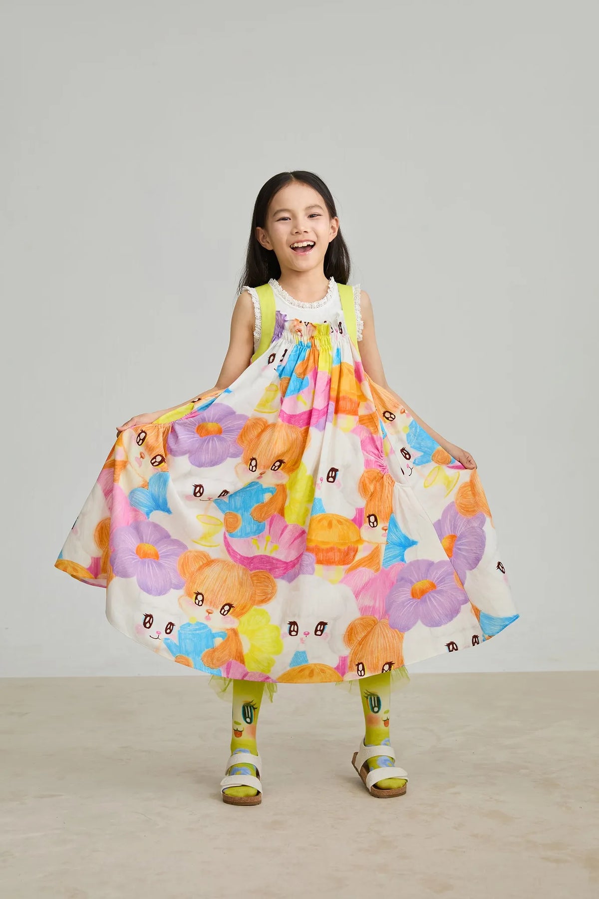 Animal Tea‑Party Smocked Maxi Dress