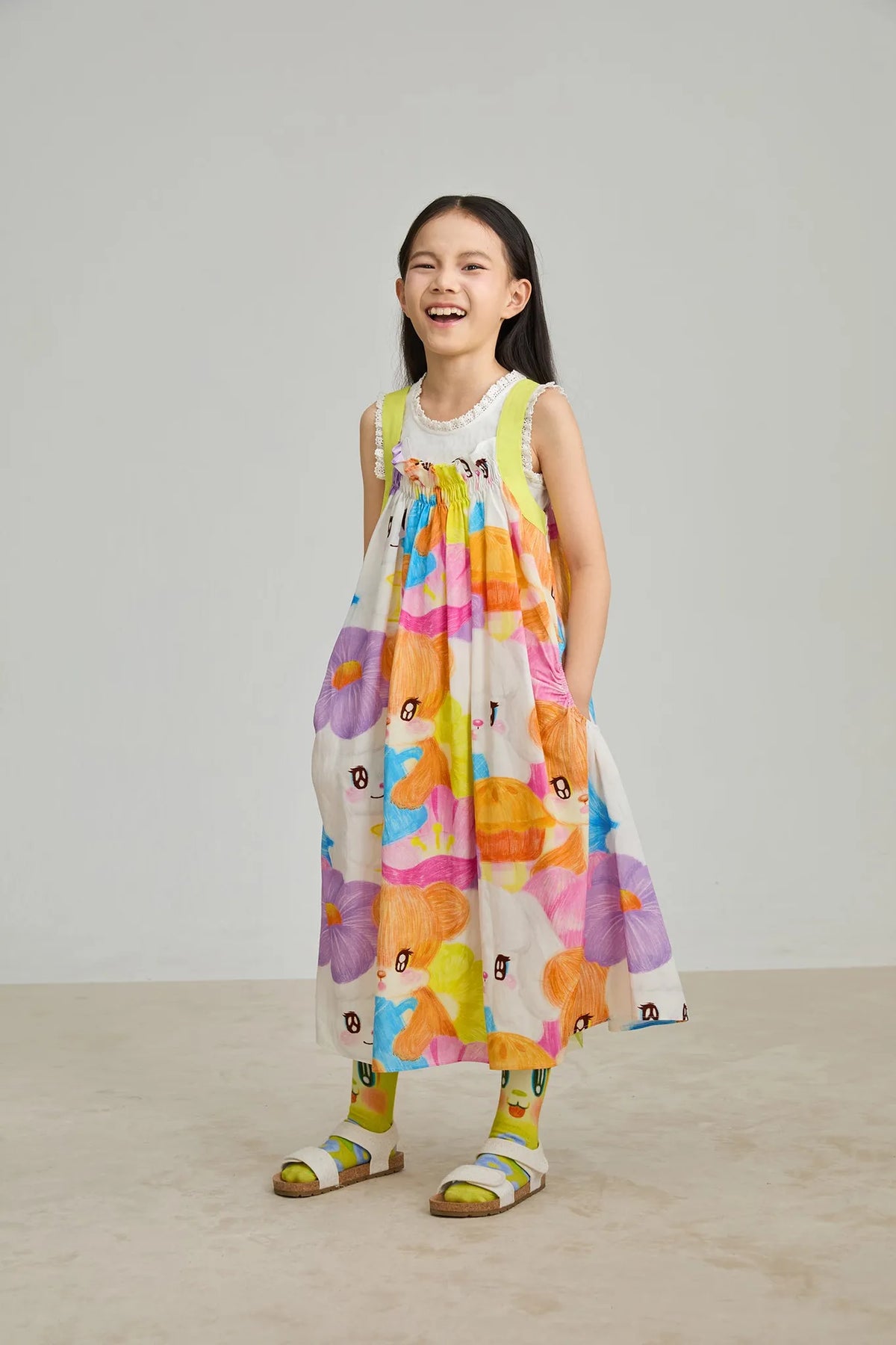 Animal Tea‑Party Smocked Maxi Dress