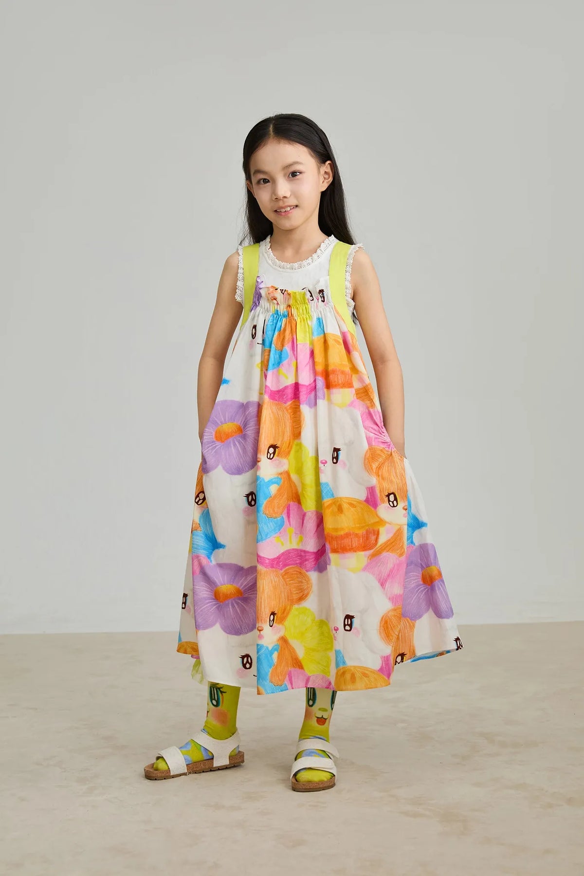 Animal Tea‑Party Smocked Maxi Dress