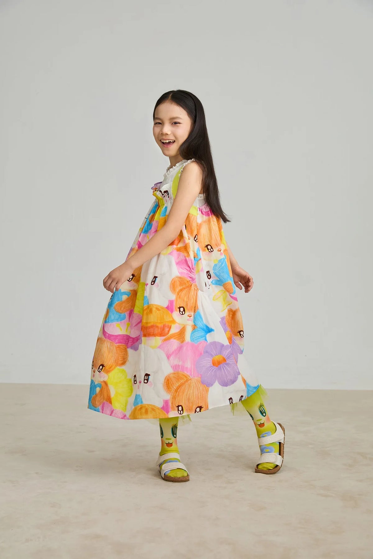 Animal Tea‑Party Smocked Maxi Dress