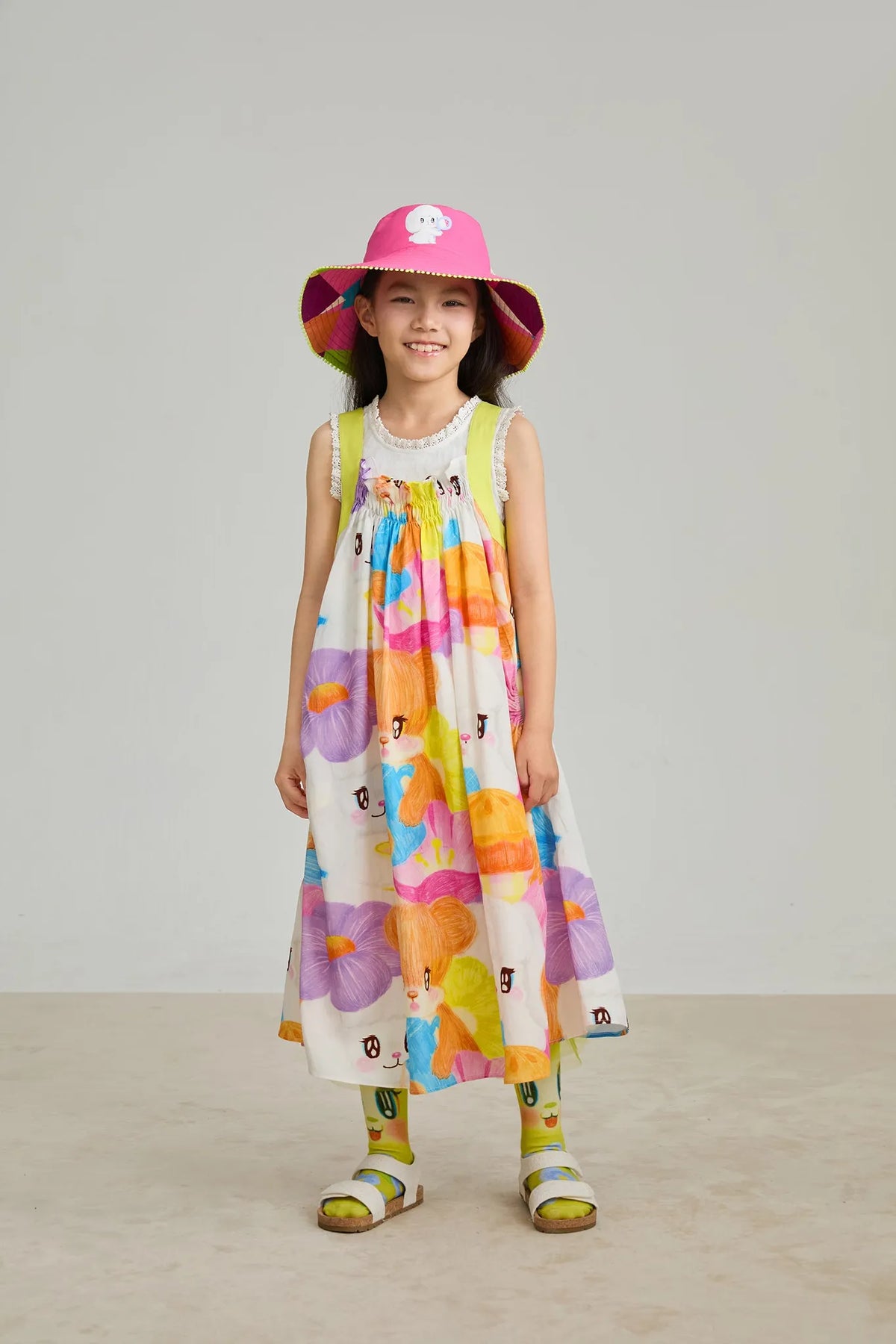 Animal Tea‑Party Smocked Maxi Dress