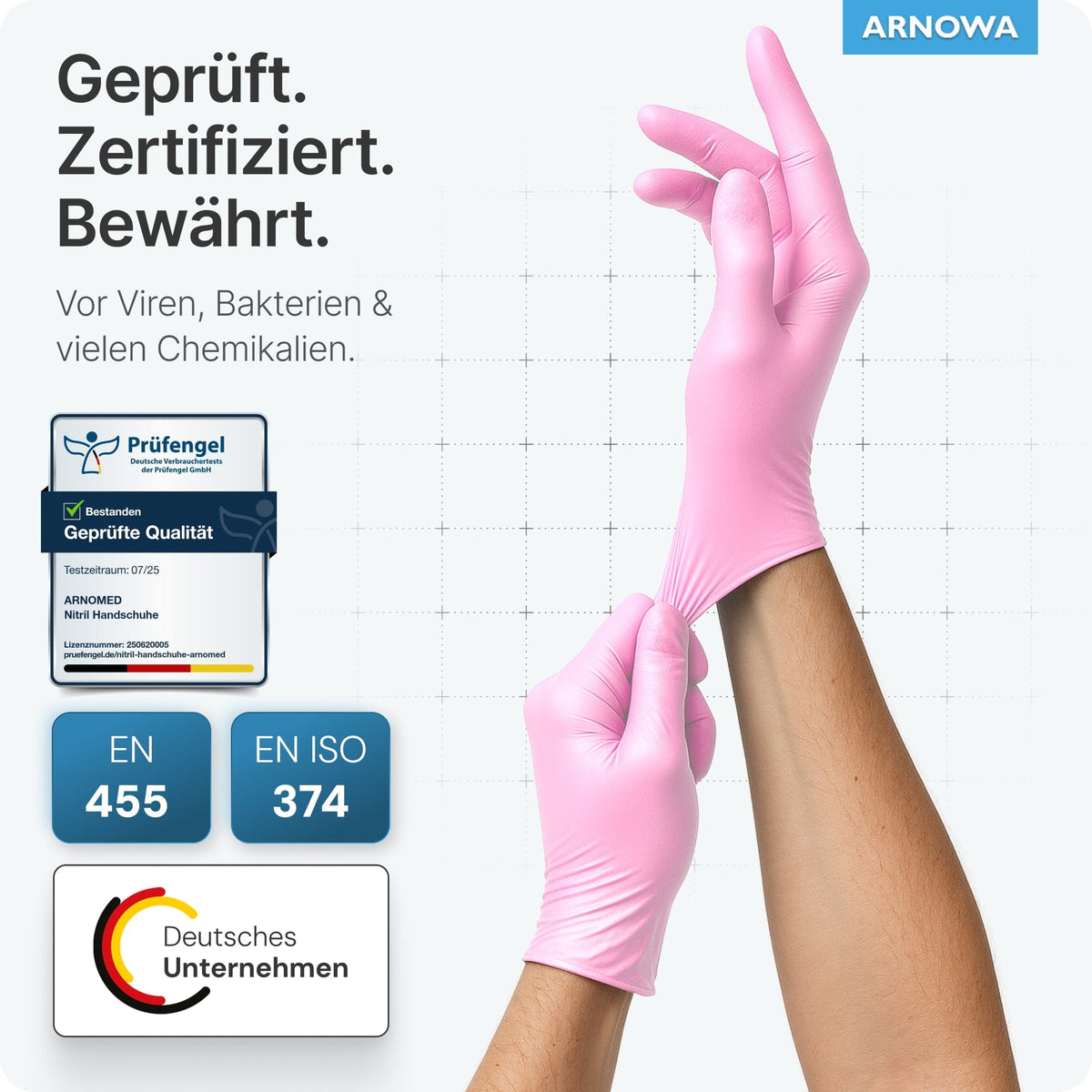 ARNOMED Einweghandschuhe Nitril Rosa